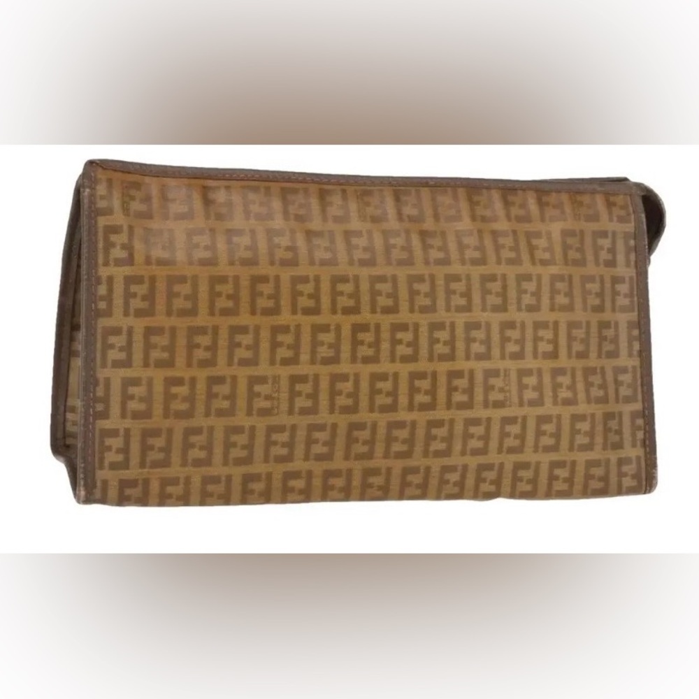Authentic Fendi Tan Monogram Clutch/Pouch with COA - Picture 11 of 12